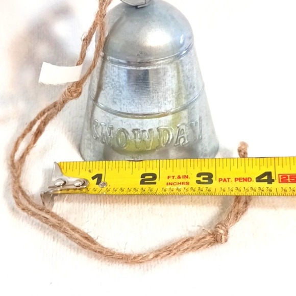 4" Christmas COW BELL Ornament Hanging Sound Ringer Silver Aluminum SNOW Rope - Picture 8 of 8